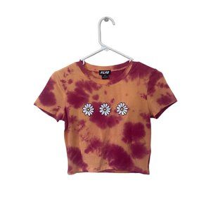ALAB Women's Cropped Embroidered Daisy Tie Dye TShirt M